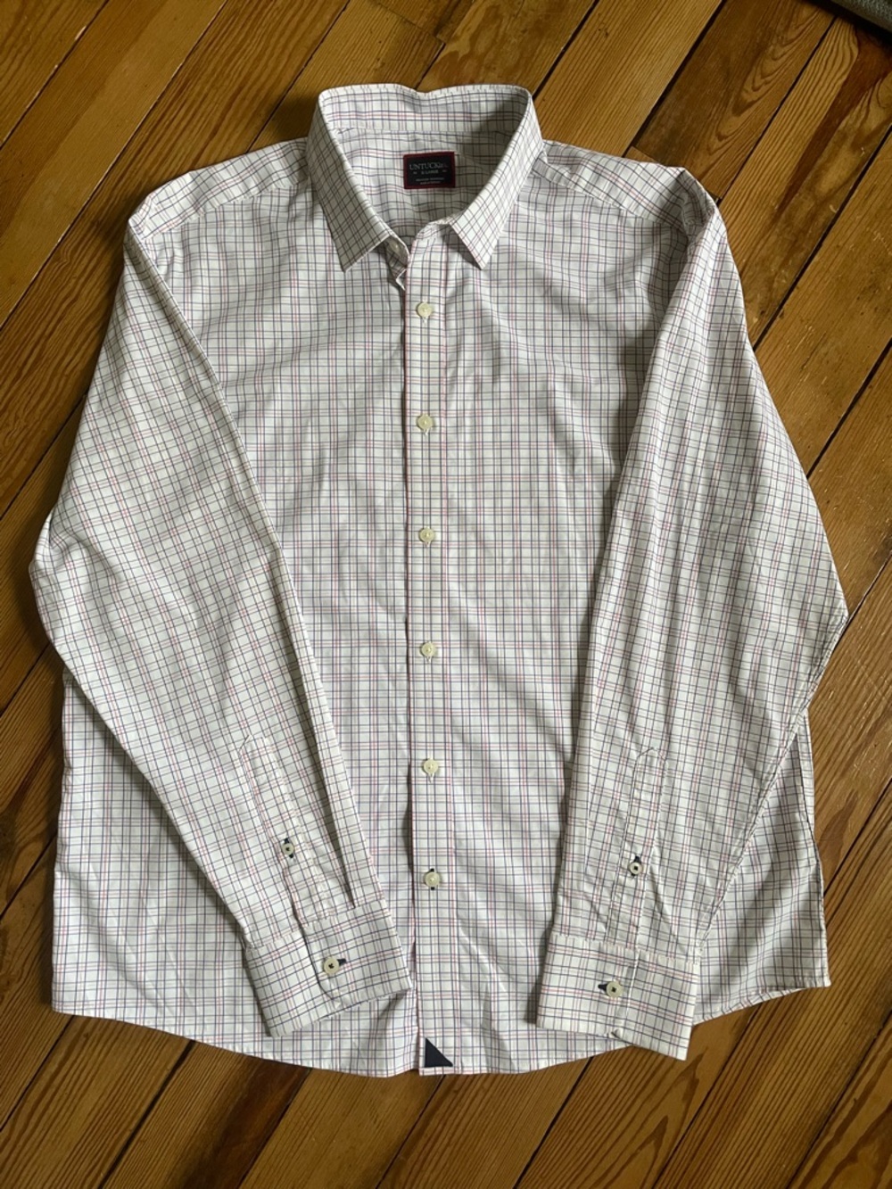 Untuckit Men’s Long Sleeve Plaid Button-Down Shirt -